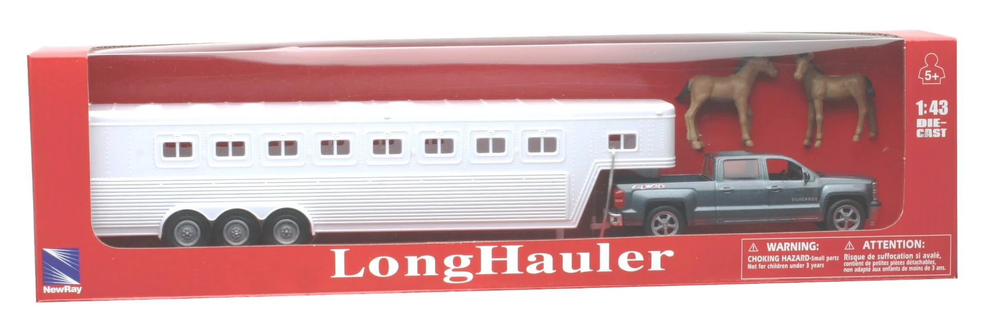 1:43 Diecast Chevrolet Silverado 1500w/horse Trailer - Image 2