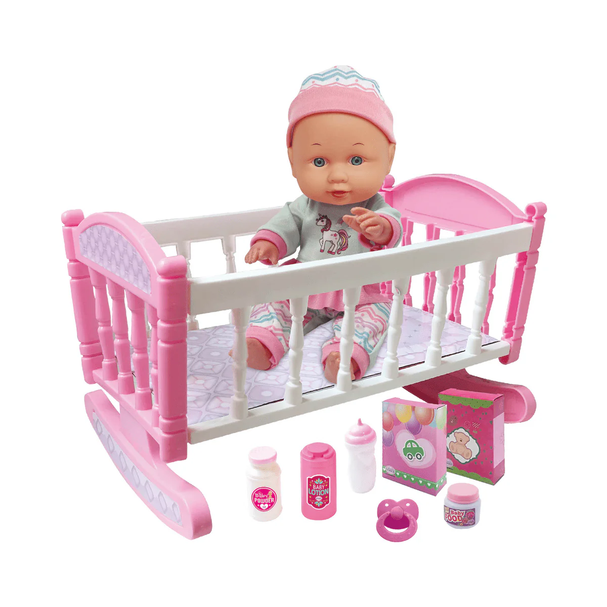 12" Little Luv 3-in-1 Doll Set – Stroller, Crib & High Chair
