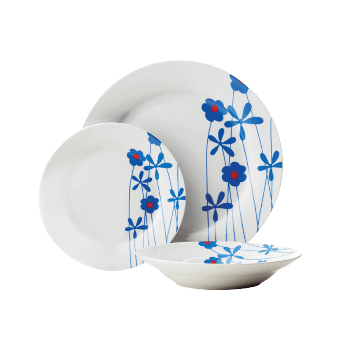 12pc Round Dinner Set Blue Flower