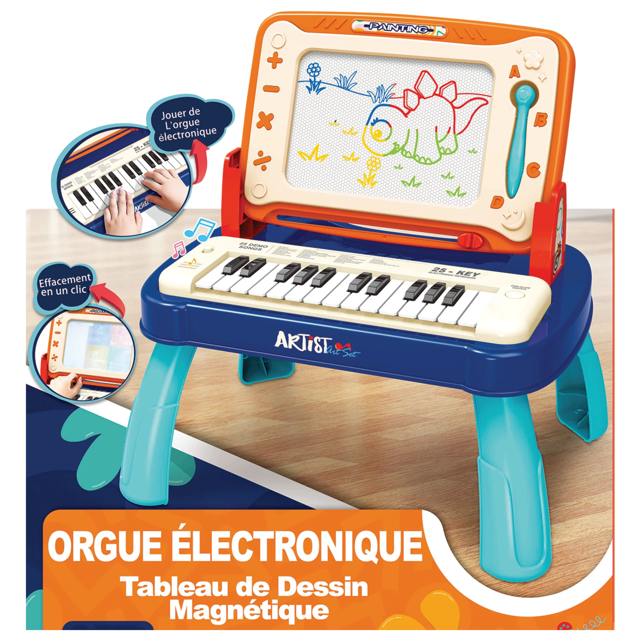 2 in 1 Drawing Board with Electronic Keyboard
