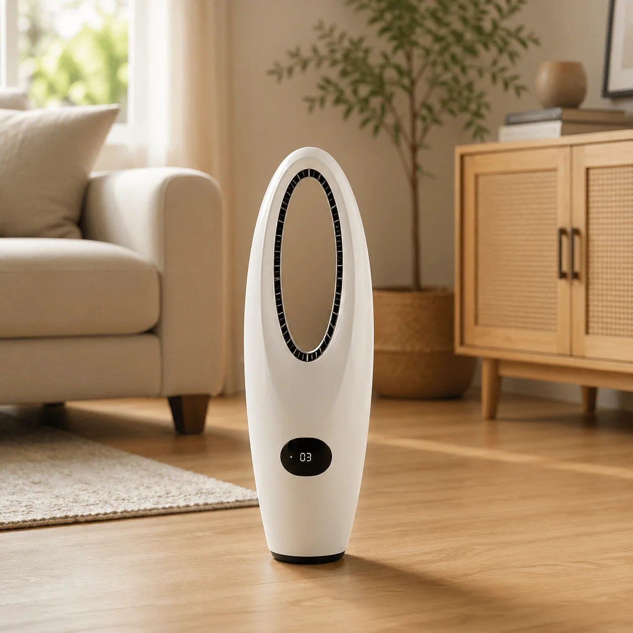 28” Bladeless Tower Fan with Remote – Modern Quiet Cooling