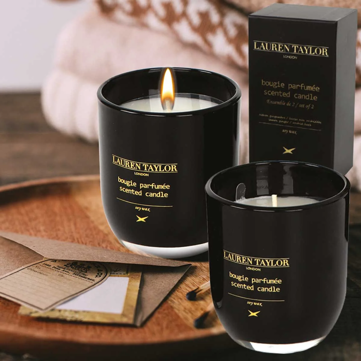 2pk Glass Scented Candles Set