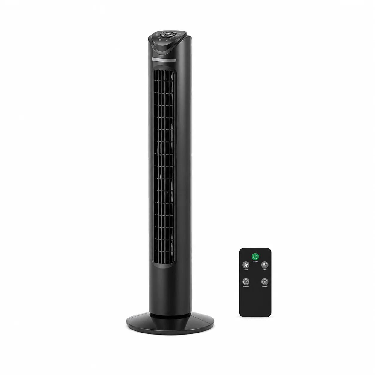 32” Oscillating Tower Fan with Remote – 3 Speeds, Black