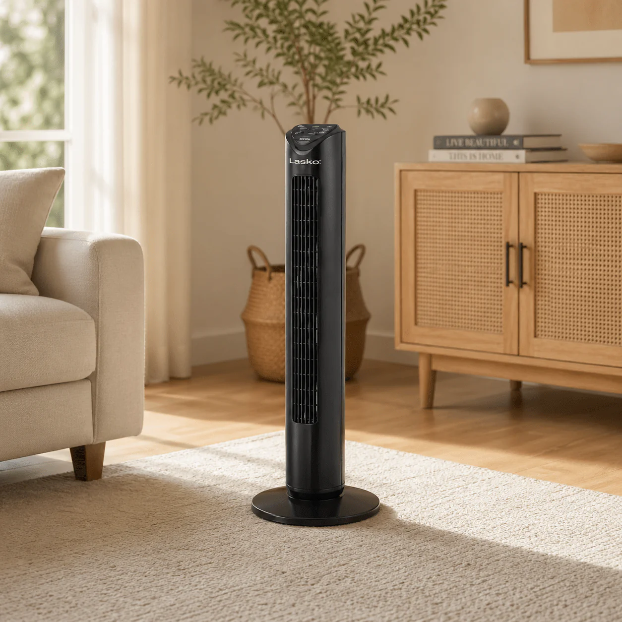 32” Oscillating Tower Fan with Remote – 3 Speeds, Black - Image 2