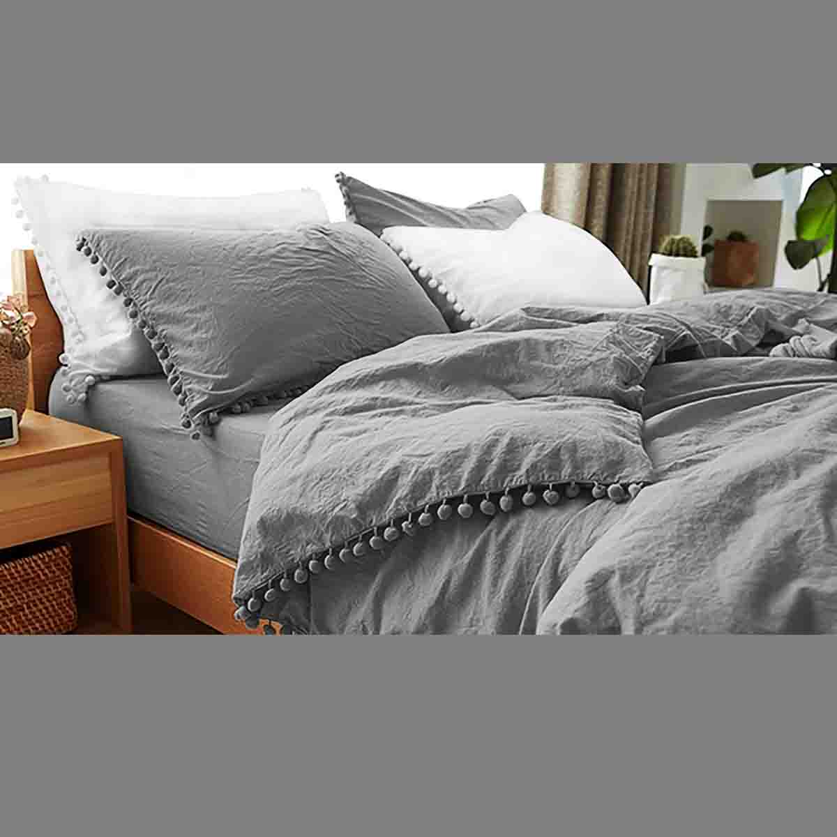 3pc Pompom Cotton feel Duvet Cover Set - Image 2