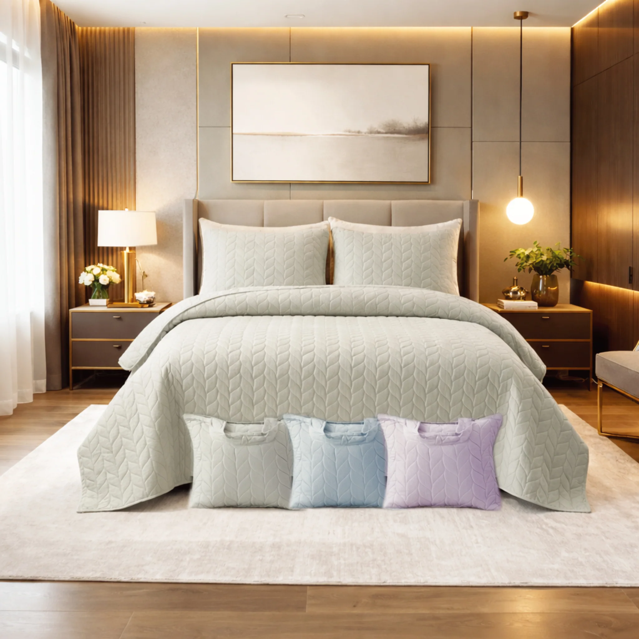 3Pcs Satin Quilt Set ADA