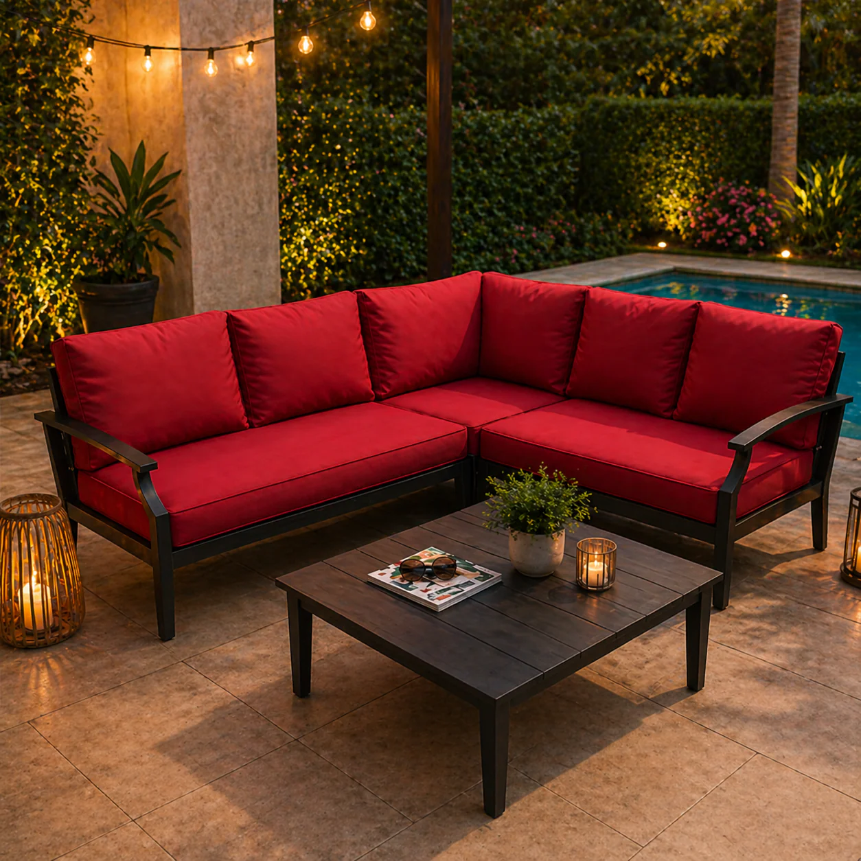 4-Piece Outdoor Lounge Set with Coffee Table