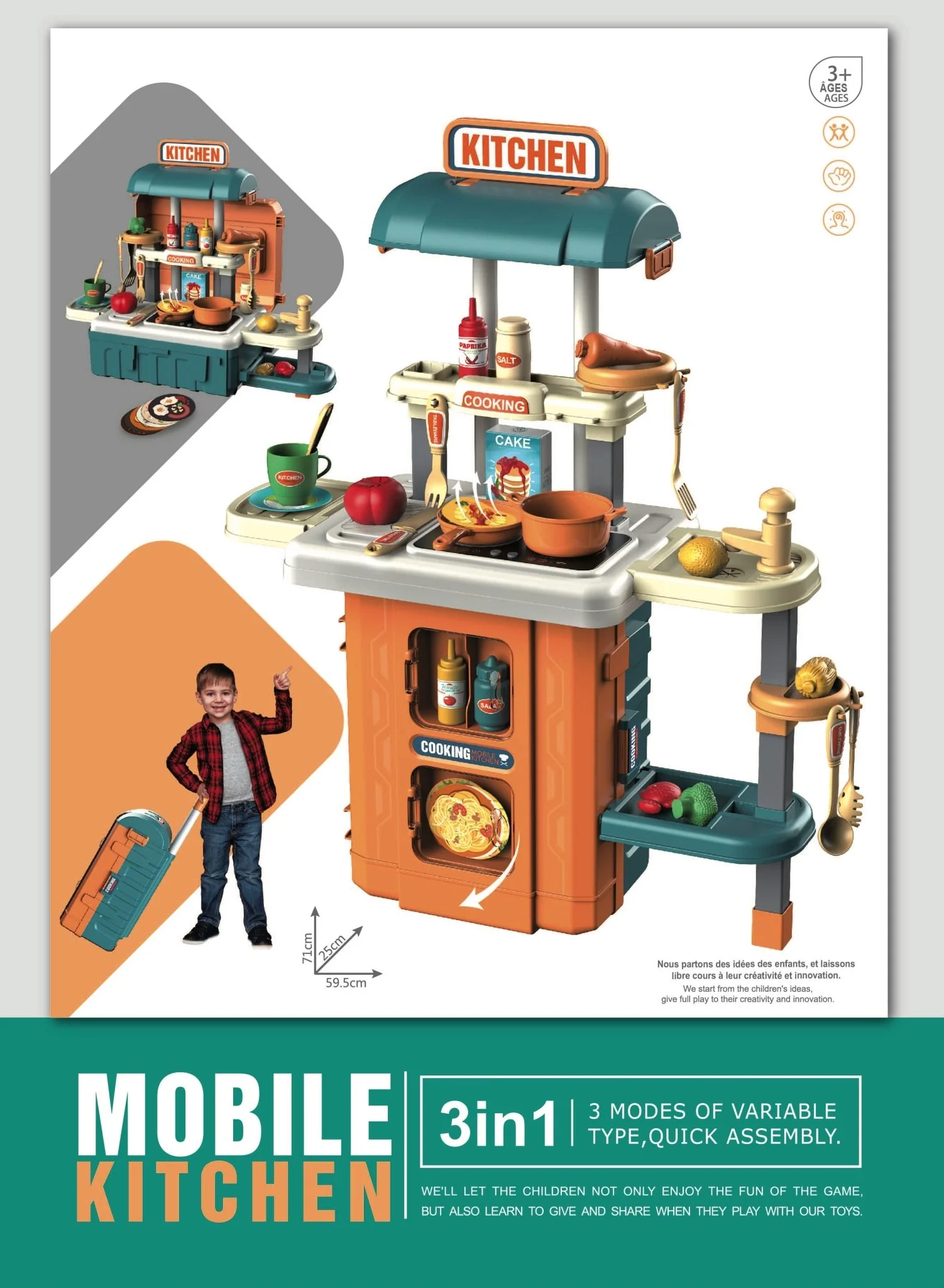 49PC 3IN1 MOBILE KITCHEN LUGGAGE SET L&S