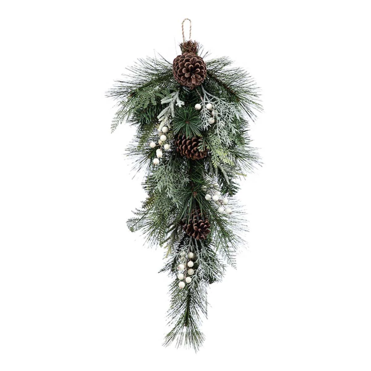 71cm Mixed Pine Teardrop With White Foam Berries & Pinecones