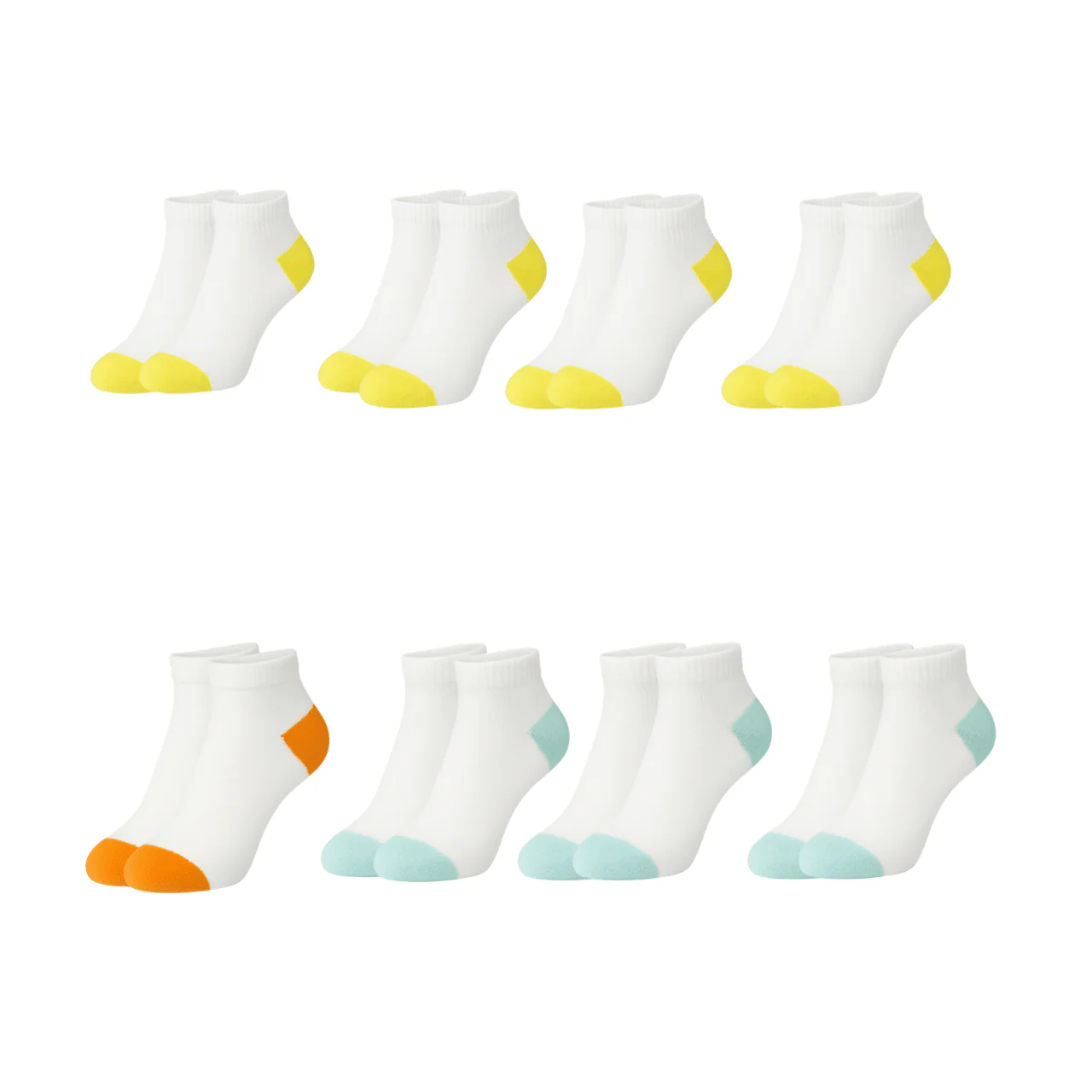 8-Pack Girls Ankle Sport Socks (Ages 7–9) – Cotton Blend with Color Accents