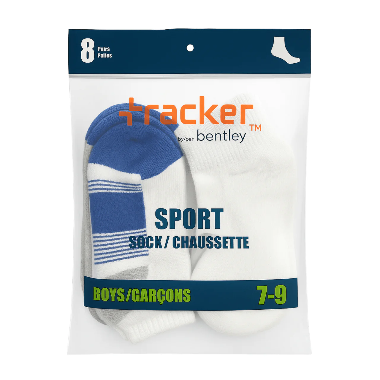 8-Pack Sport Ankle Socks (Ages 7–9) - Image 2
