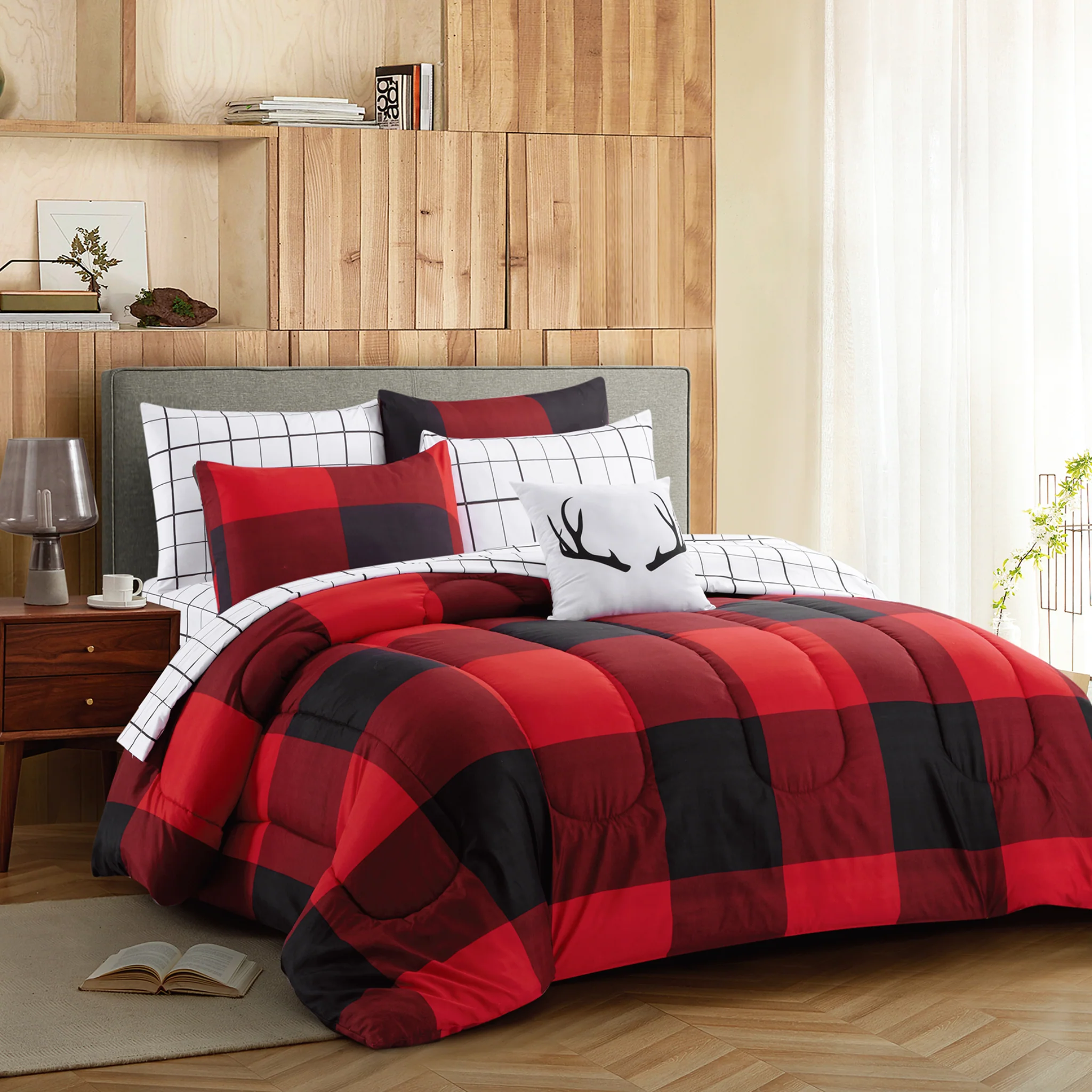 Lodge Plaid Comforter Set – 8 Pieces (Queen)