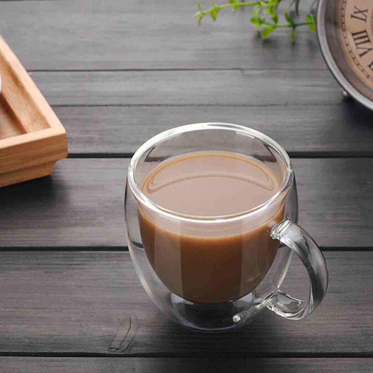 A La Cuisine - 2pcs Double Walled Glass Cup With Handle
