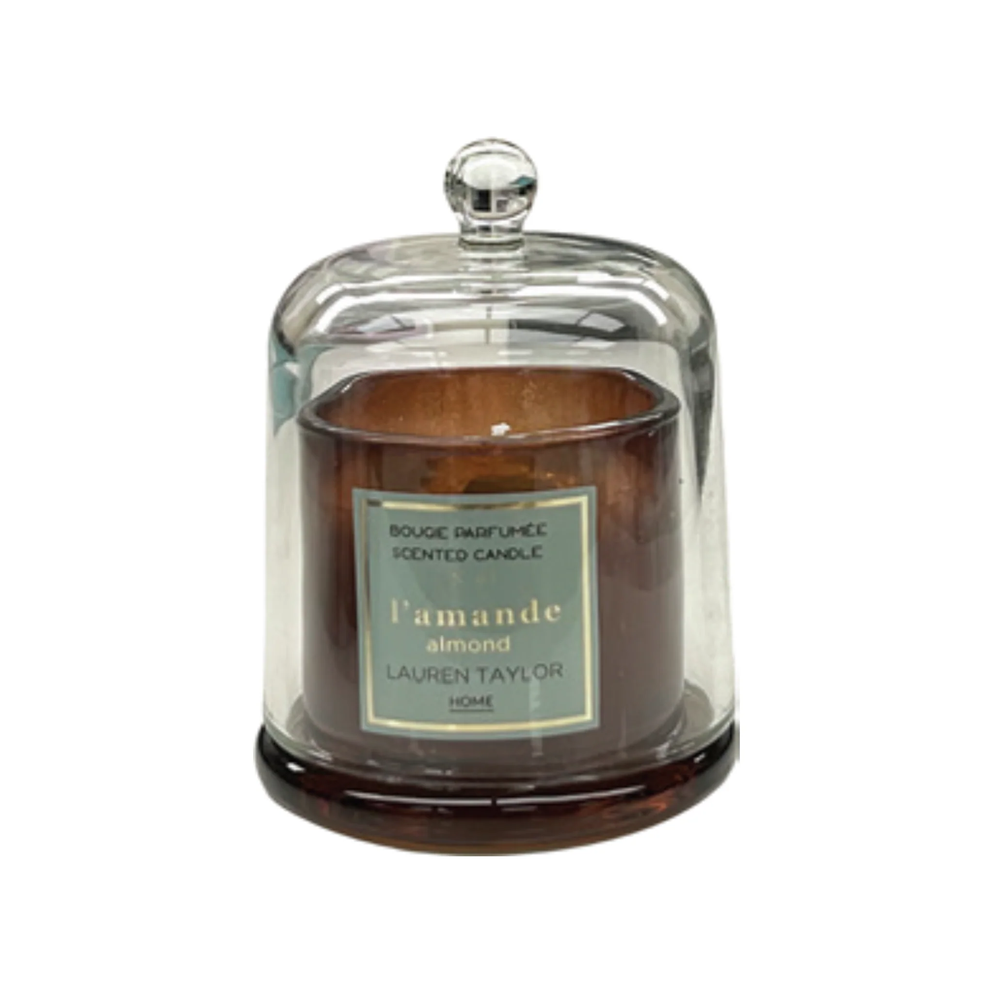 Almond Scented Candle with Glass Cloche