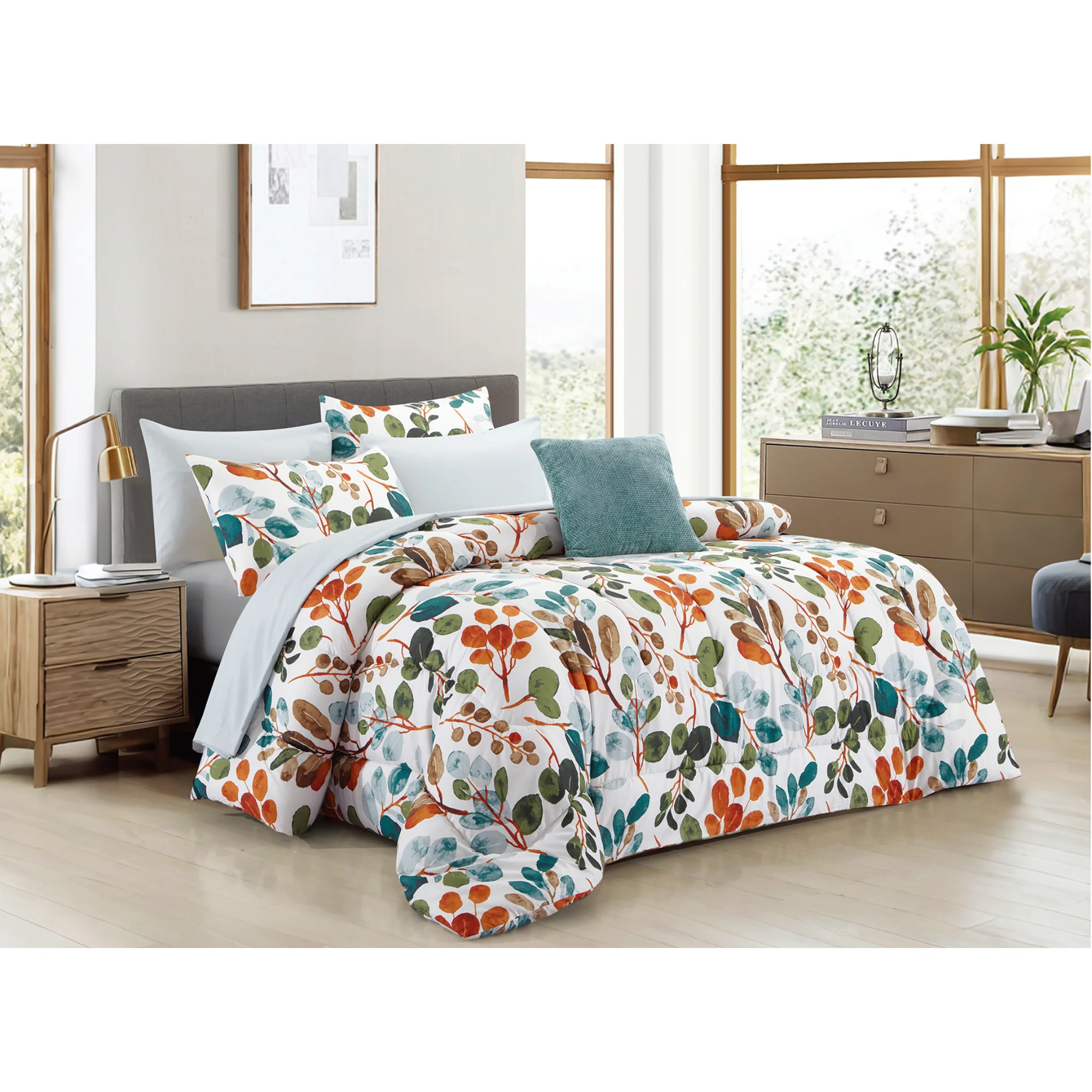 Amber Botanical Comforter Set – 8 Pieces
