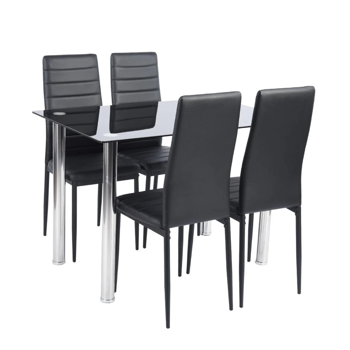 Atelier Du Nord - Xacharia 5pc Dining Room Table Tempered Glass