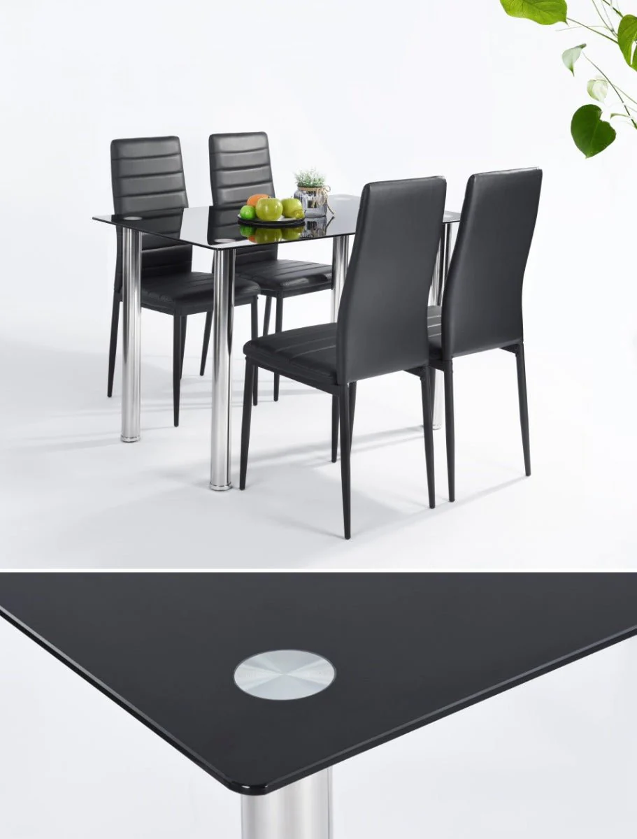 Atelier Du Nord - Xacharia 5pc Dining Room Table Tempered Glass - Image 3