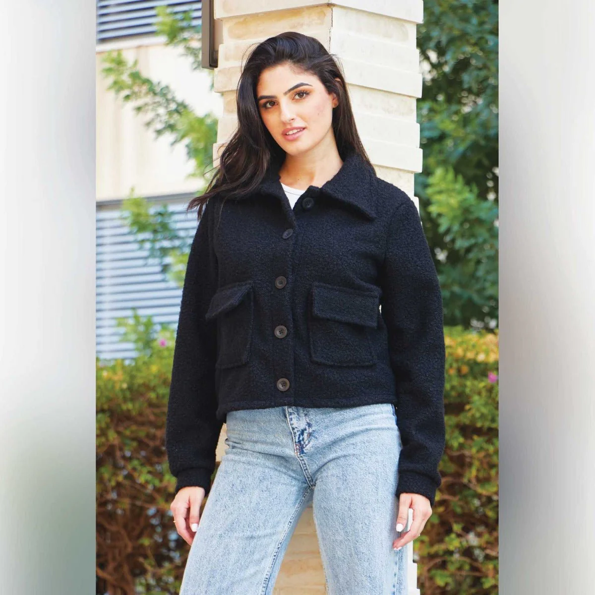 Boucle Cropped Buttonfront Jacket - Image 2