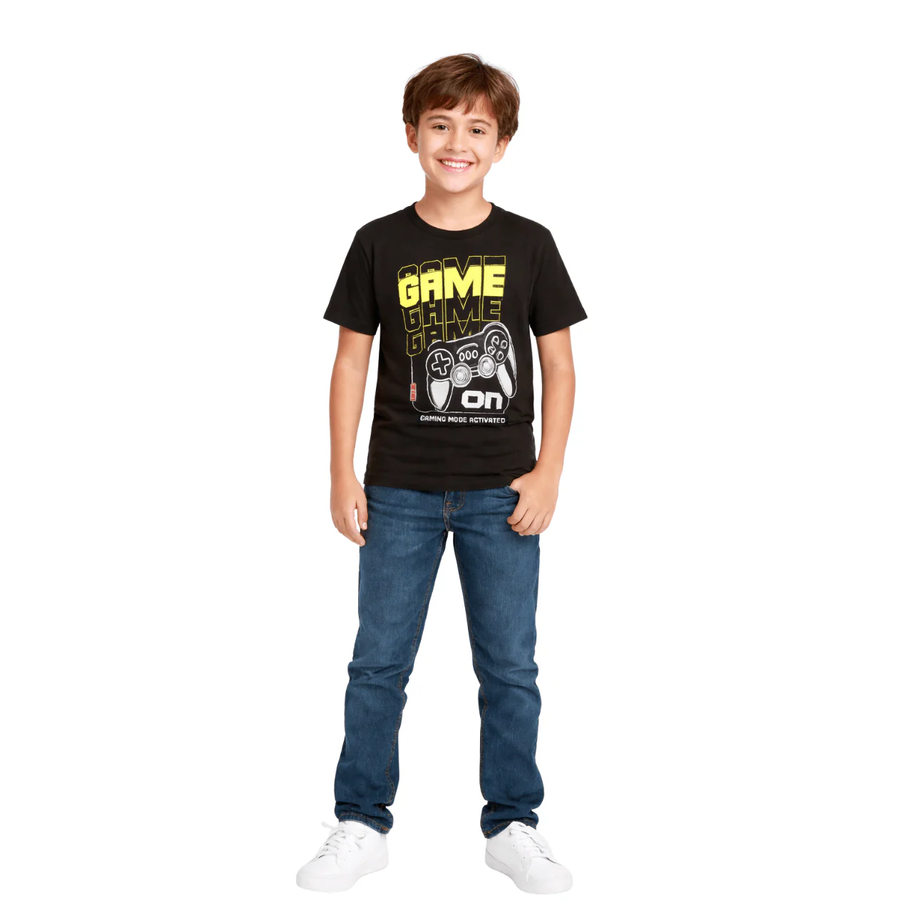 Boys’ Graphic Cotton T-Shirt – Gaming & Adventure Print