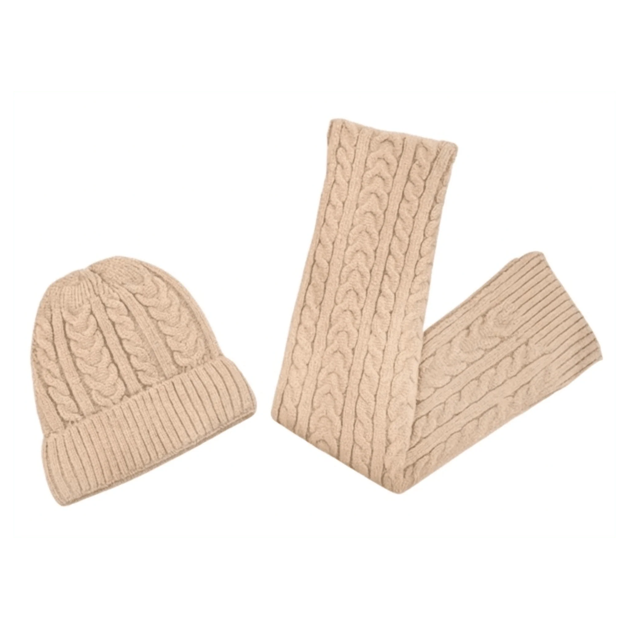 Cable Knit Beanie & Scarf Set - Image 2