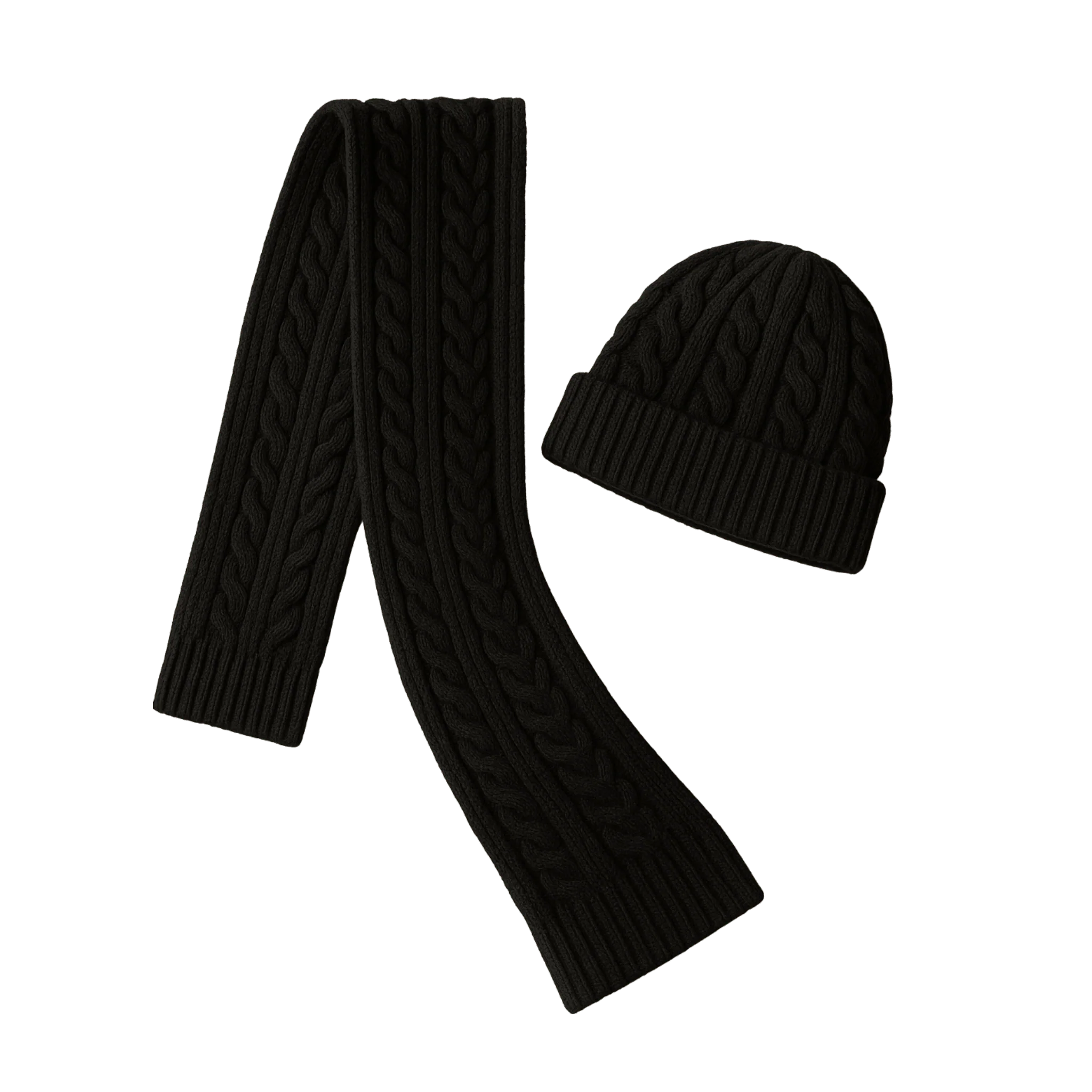 Cable Knit Beanie & Scarf Set - Image 3