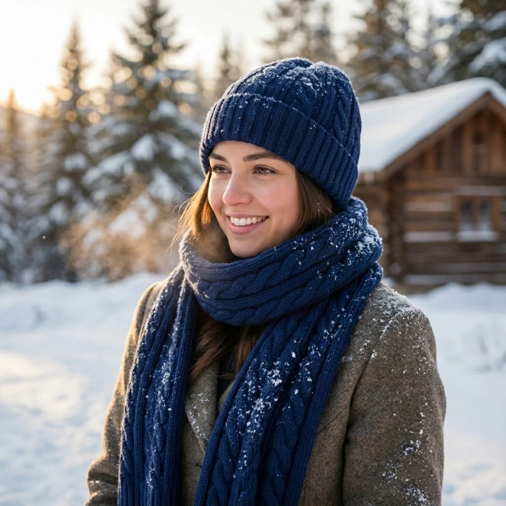 Cable Knit Beanie & Scarf Set - Image 5