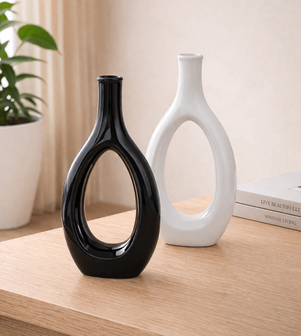Ceramic Cut-Out Bud Vase – 6 in (White or Black)