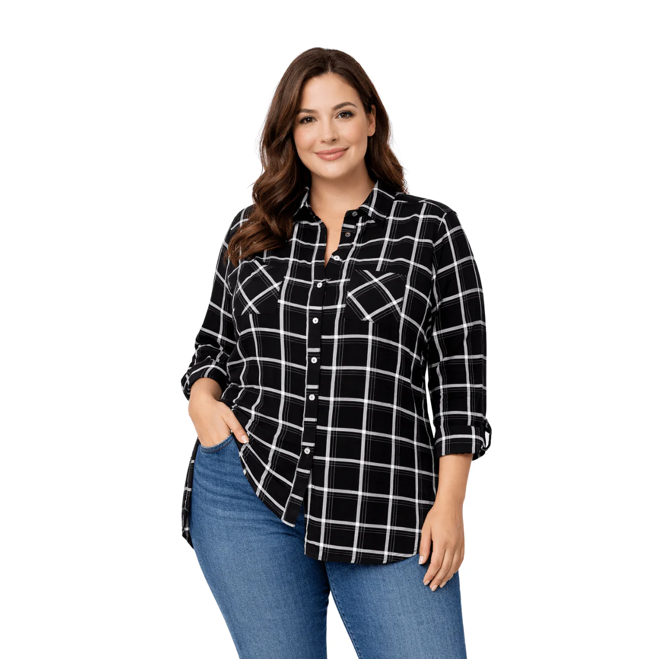Checked Button-Front Shirt