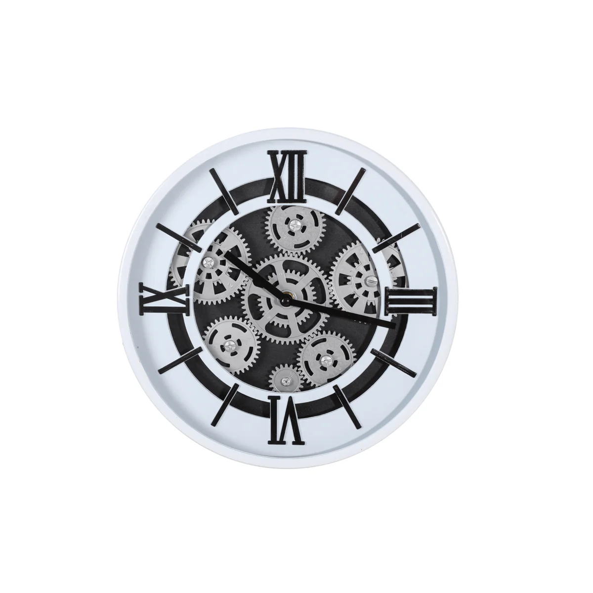 Clock With Moving Gears White - Image 2