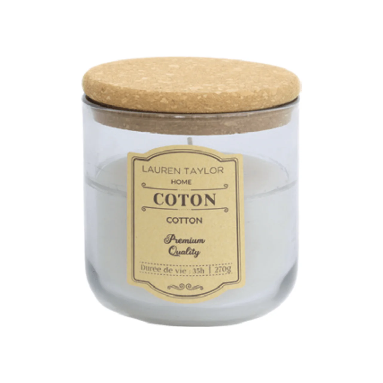 Cotton Scented Glass Candle with Cork Lid
