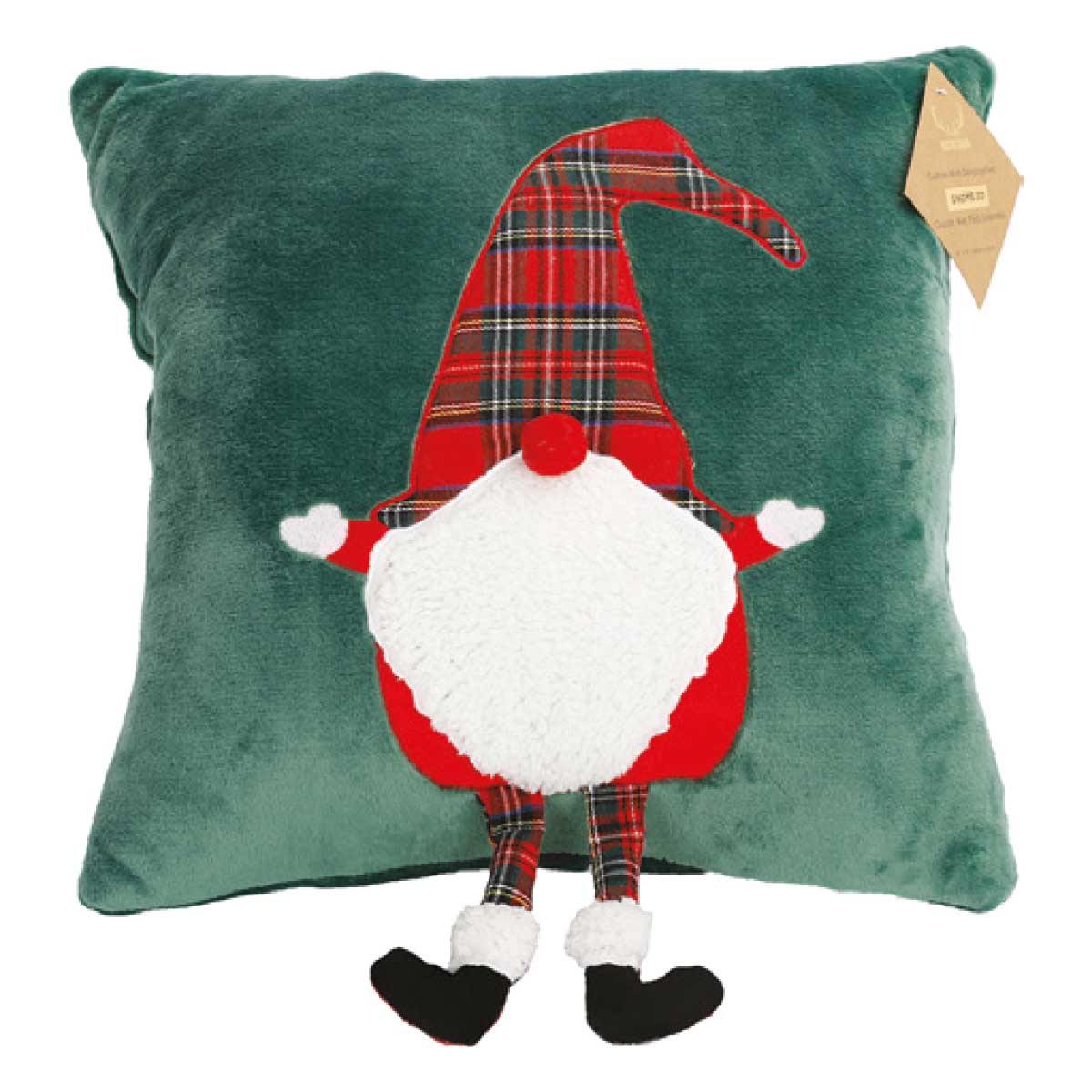 Cushion Gnome 3d With dangling Feet Green