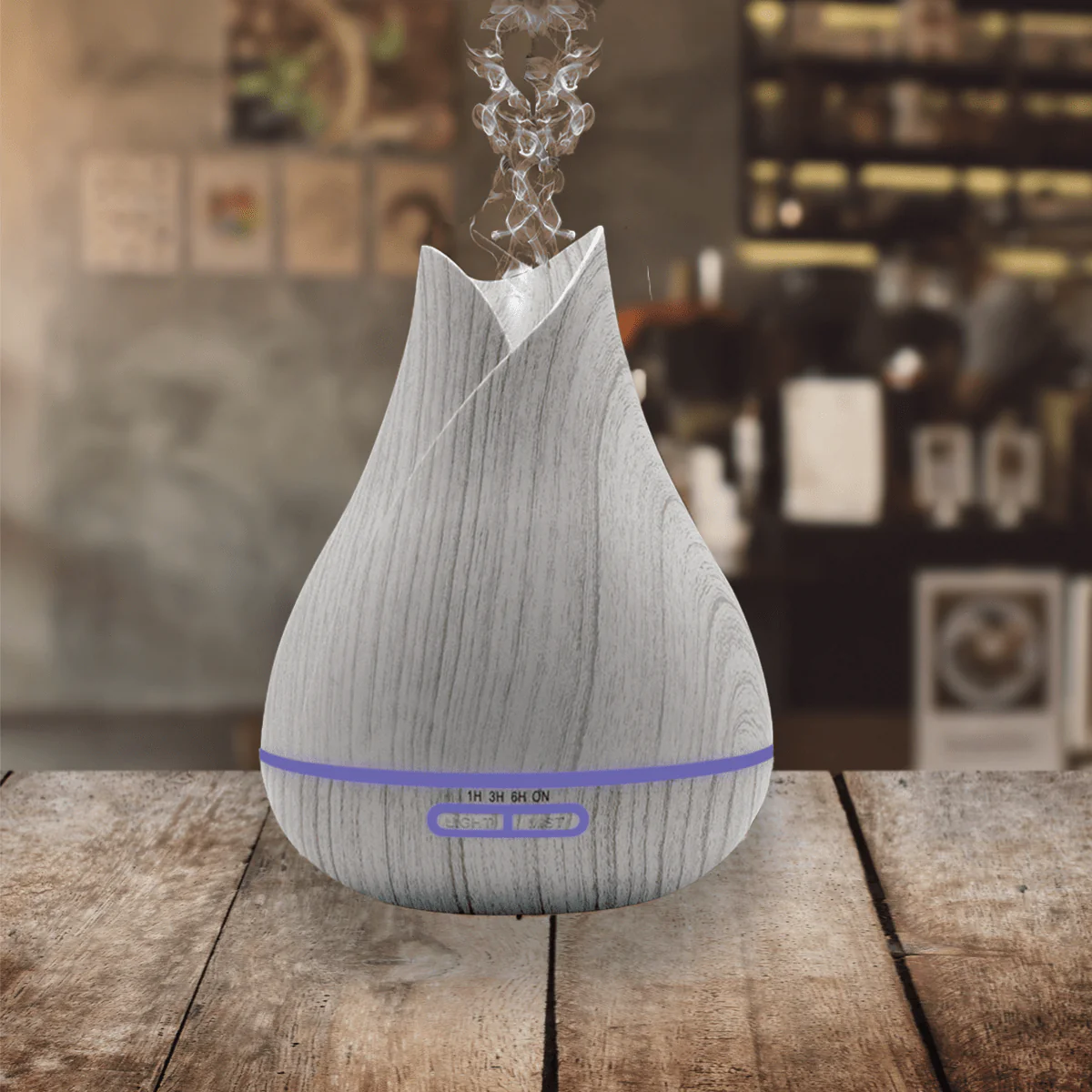 Diffuser 400ml White Wood Look With LED