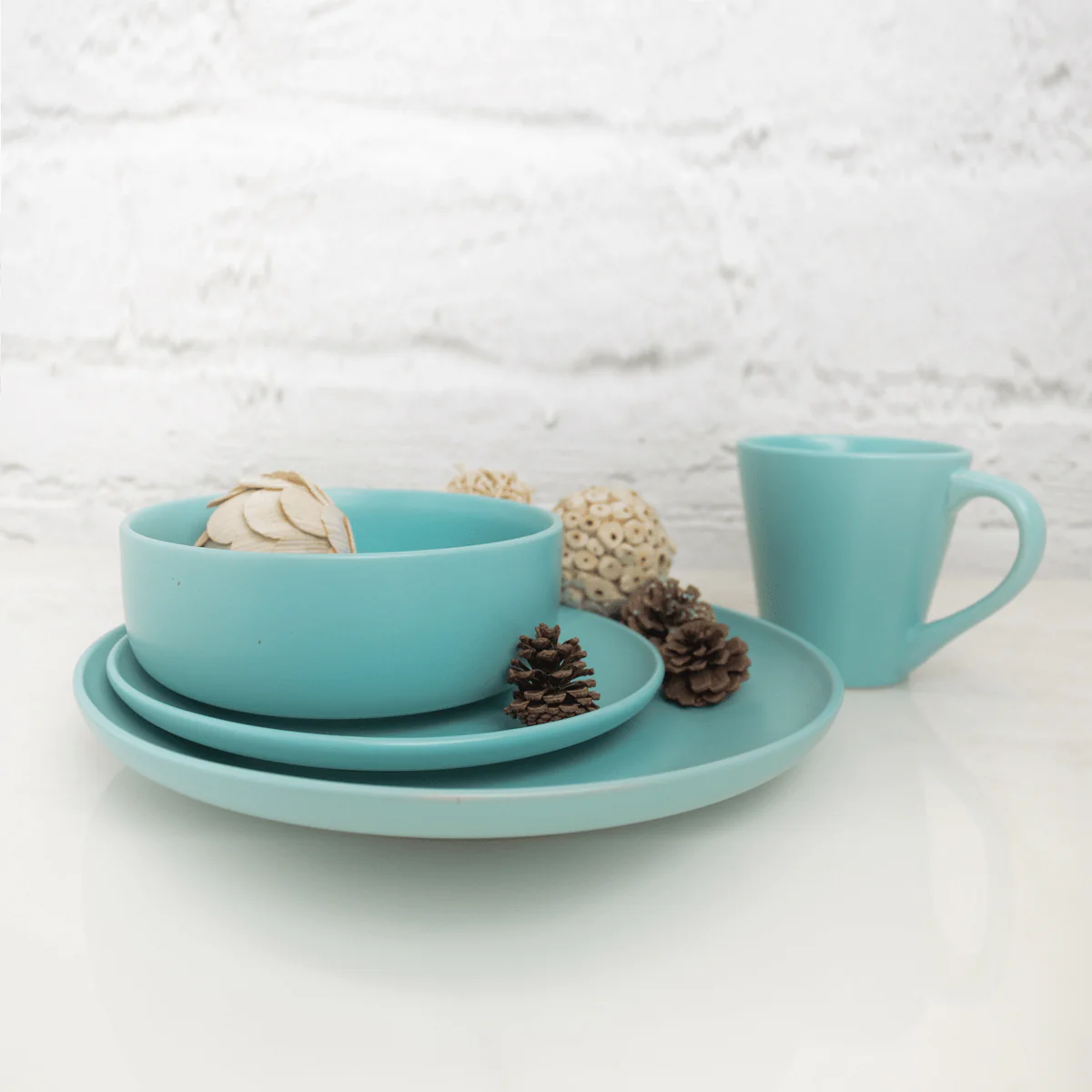Dinnerware 16pc Aquamarine Matt Glazed Stoneware