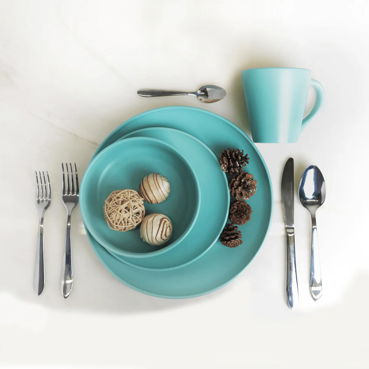 Dinnerware 16pc Aquamarine Matt Glazed Stoneware - Image 2
