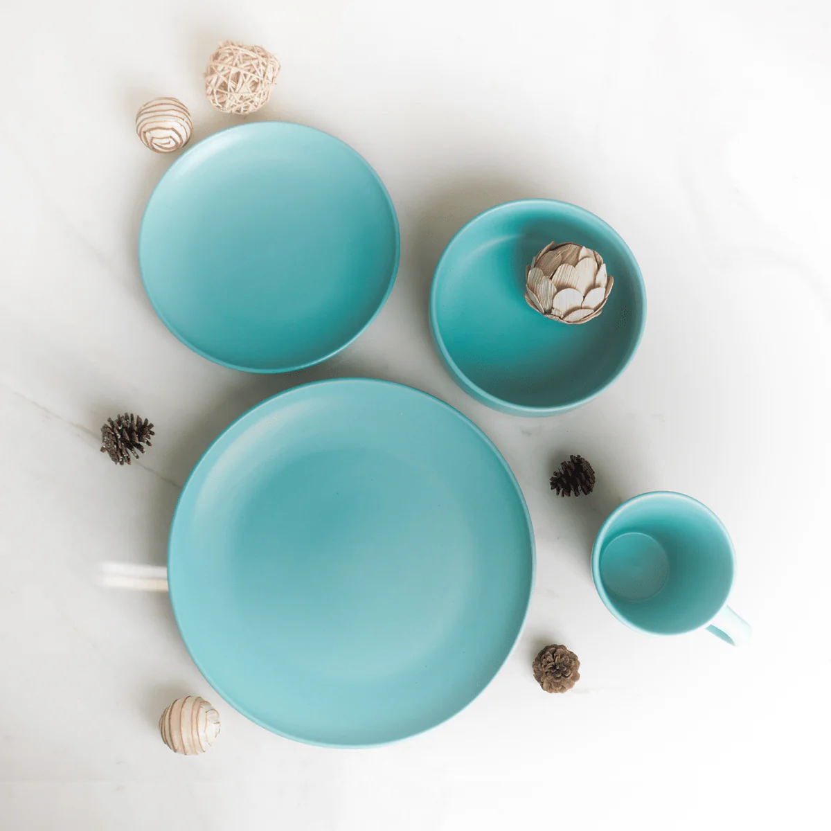 Dinnerware 16pc Aquamarine Matt Glazed Stoneware - Image 3