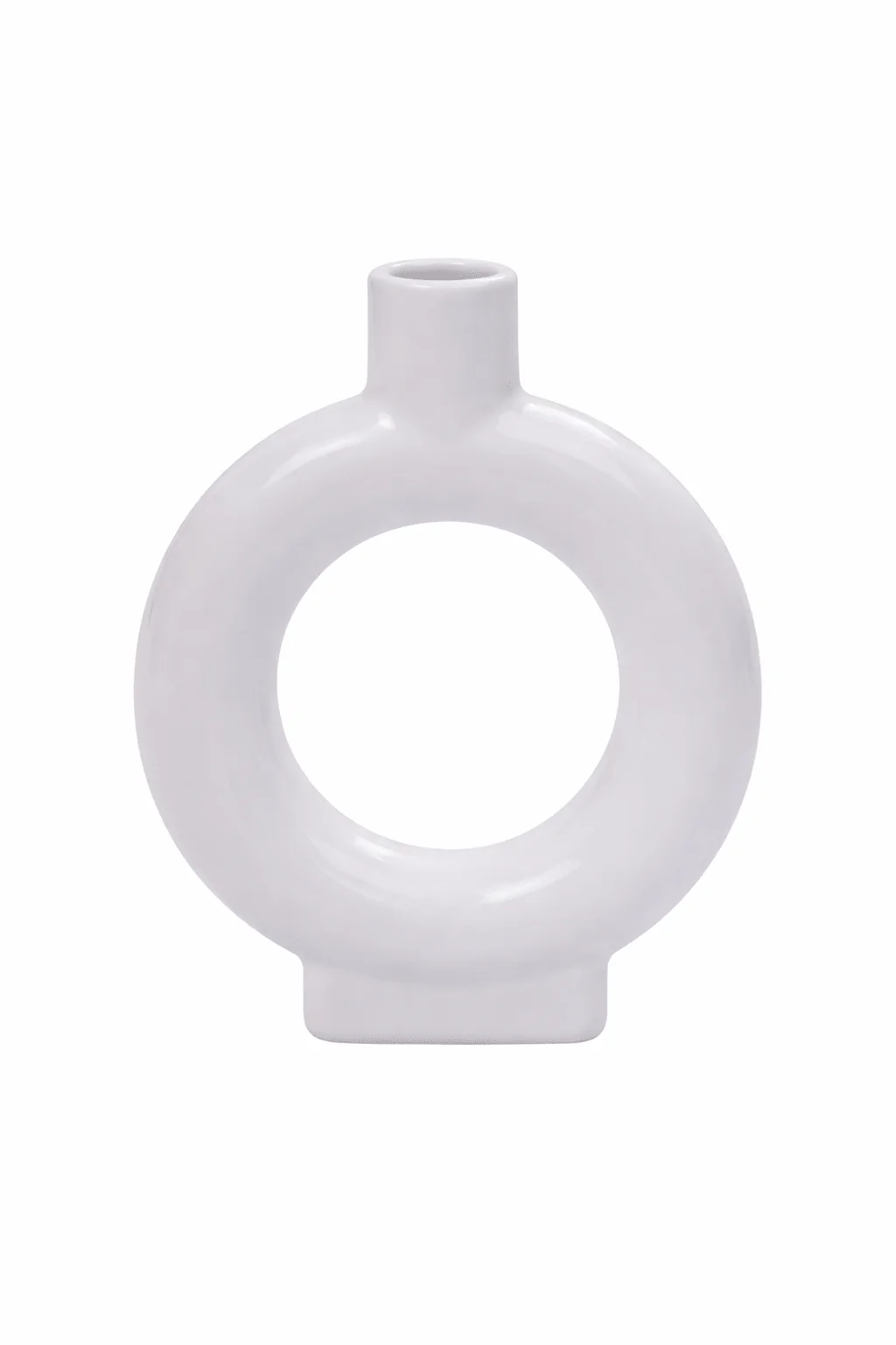 Donut Ceramic Vase – 9 in White