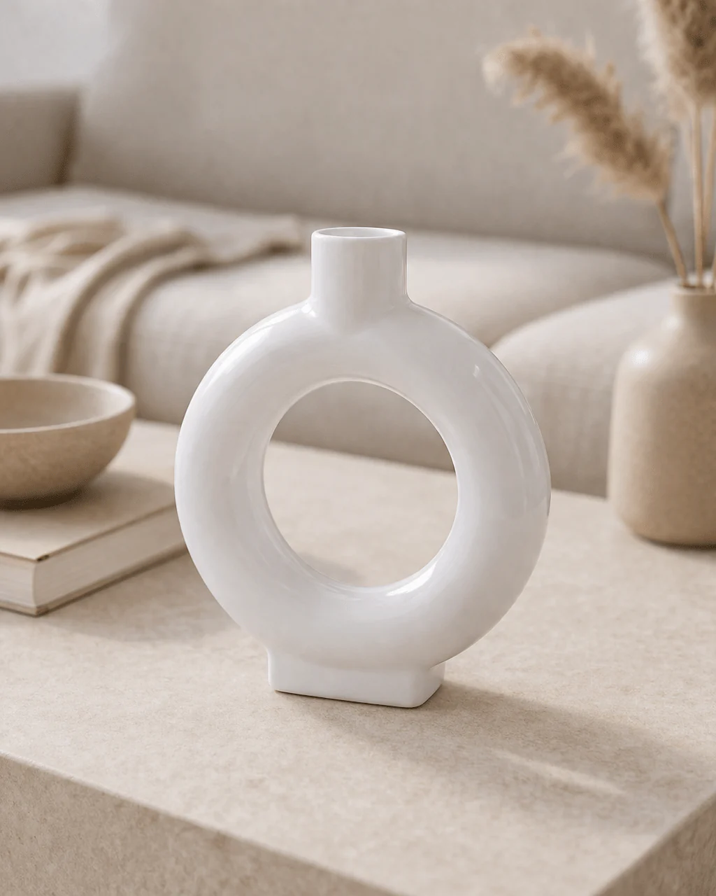 Donut Ceramic Vase – 9 in White - Image 2
