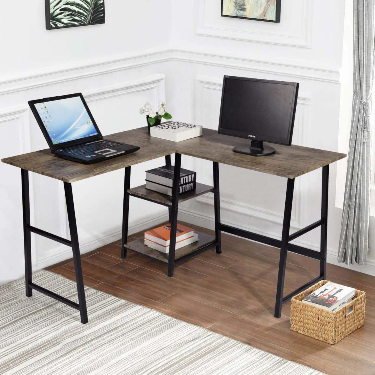 Drogba - Office Desk With Shelves L-Shape - Image 2