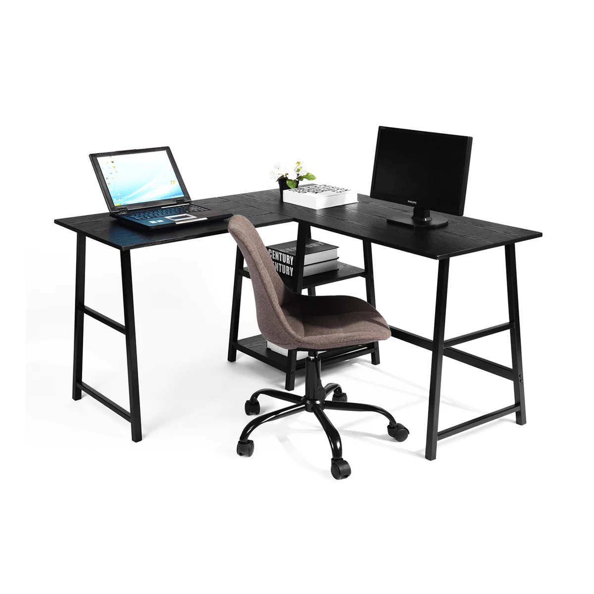 Drogba - Office Desk With Shelves L-Shape - Image 4