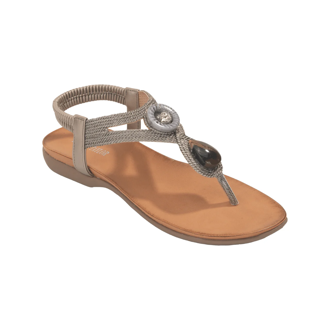 Embellished Elastic Strap Thong Sandals