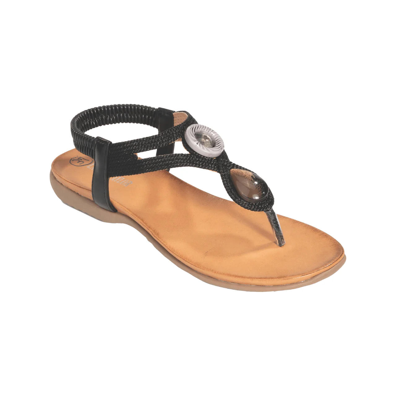 Embellished Elastic Strap Thong Sandals - Image 2