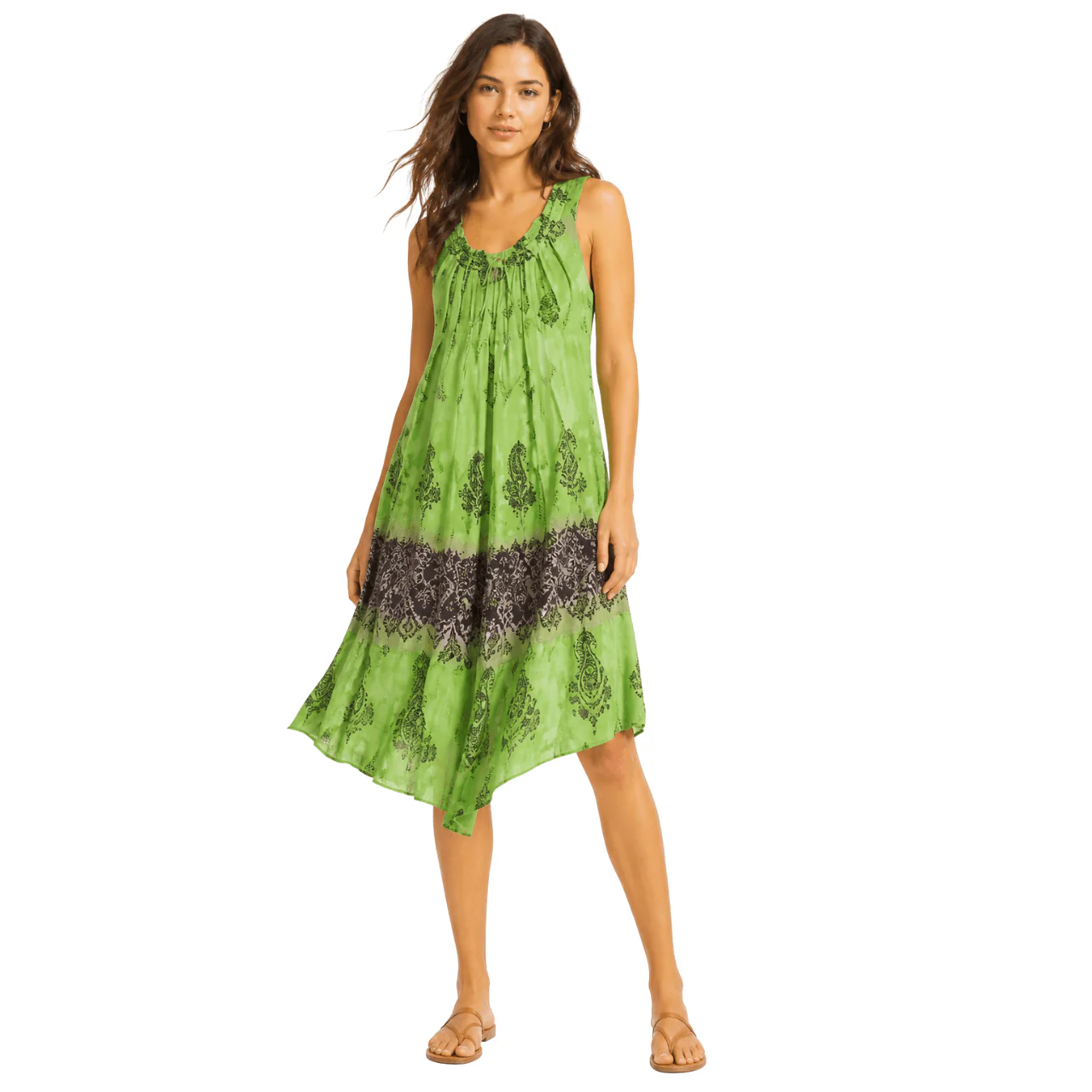 Embroidered V-Neck Sleeveless Midi Dress - Image 3