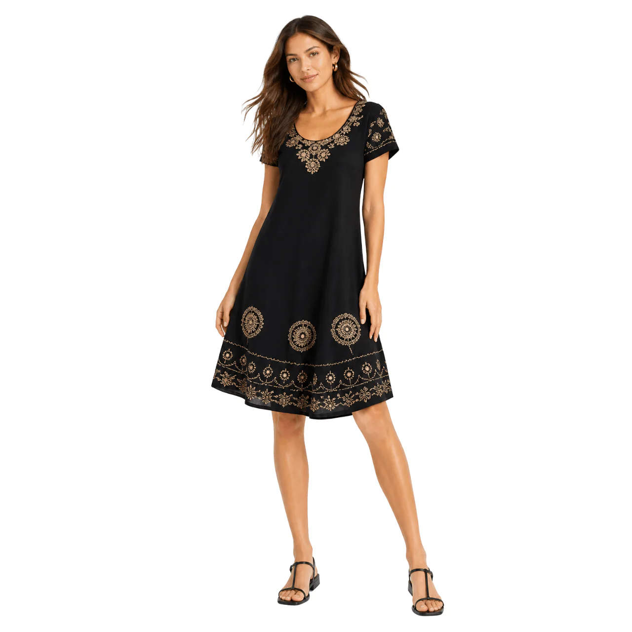 Embroidered V-Neck Sleeveless Midi Dress - Image 7