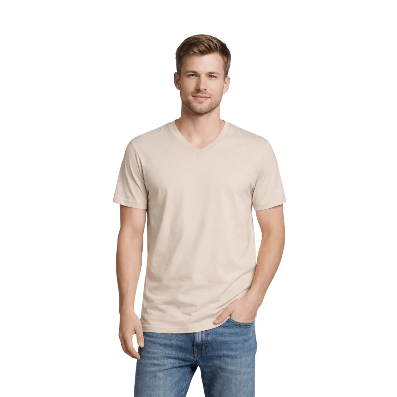 Essential V-Neck Cotton T-Shirt - Image 9