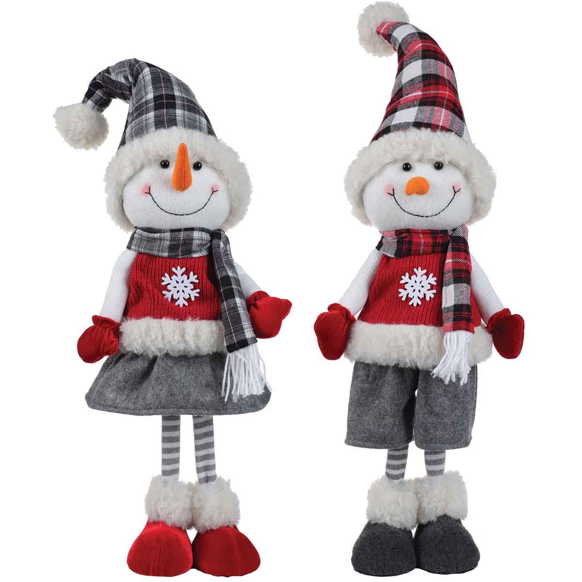 Fabric Standing Snowman Red/gray/white
