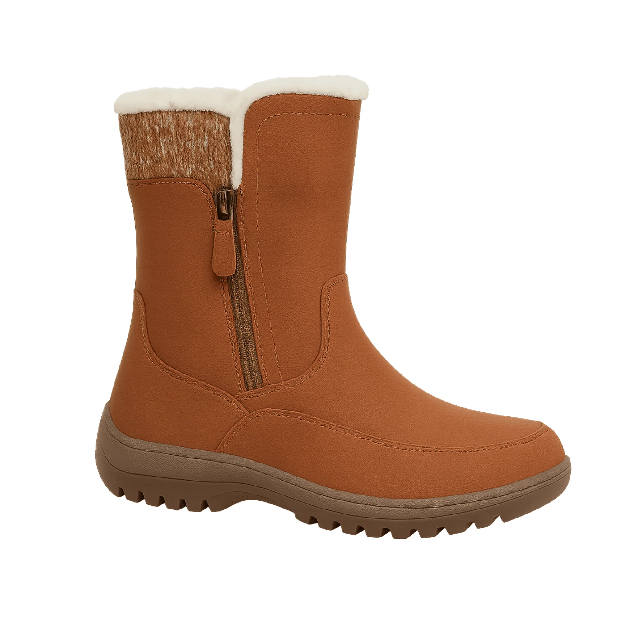Faux Leather Winter Boots with Warm Lining