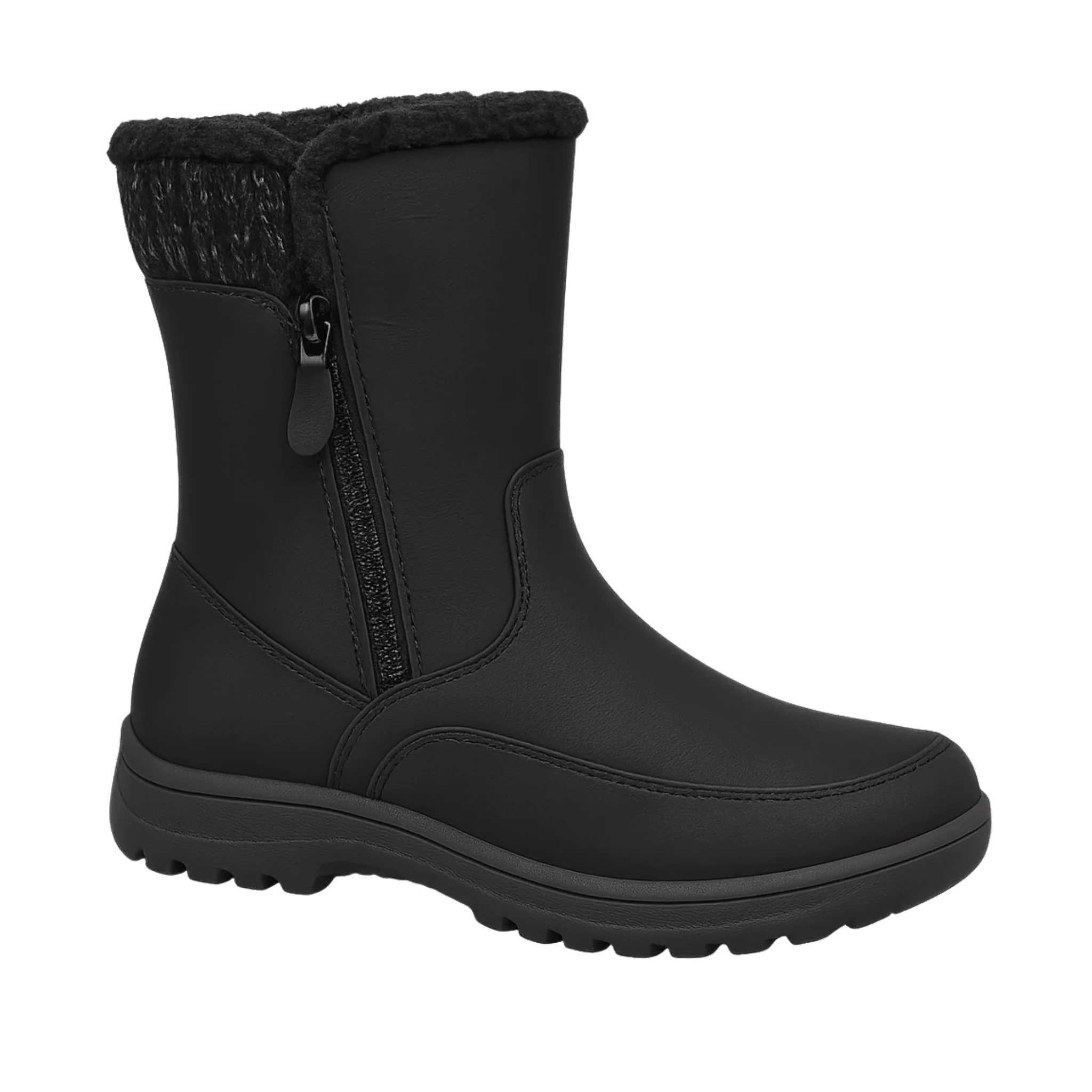 Faux Leather Winter Boots with Warm Lining - Image 2