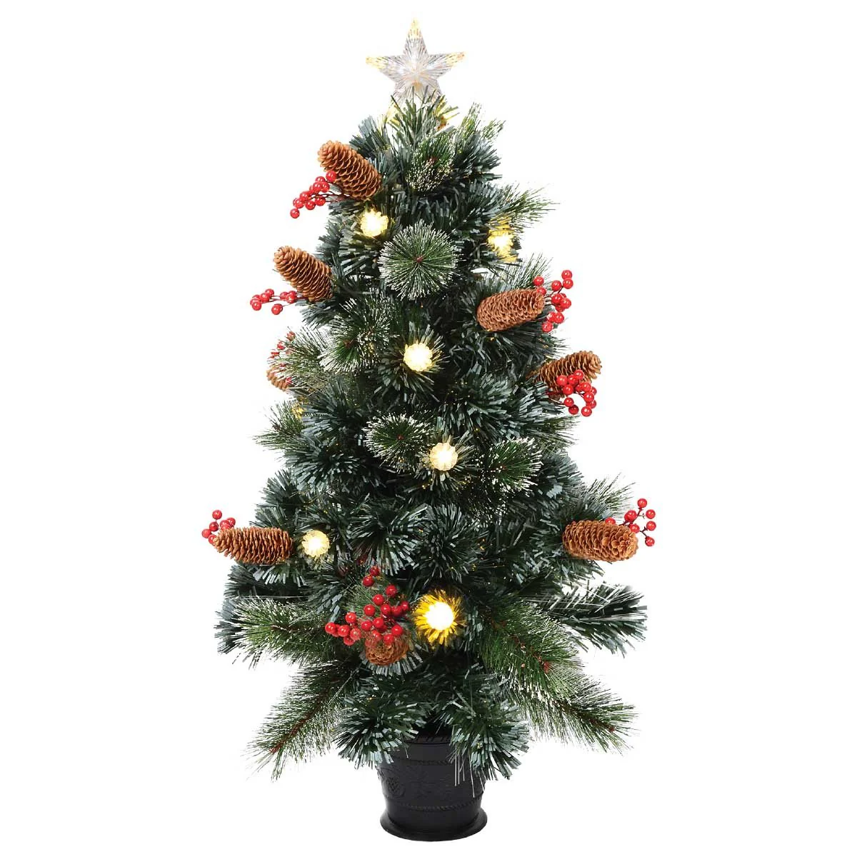 Fiber Optic Tree With star Top 90cm 80 Tips Black With white Light