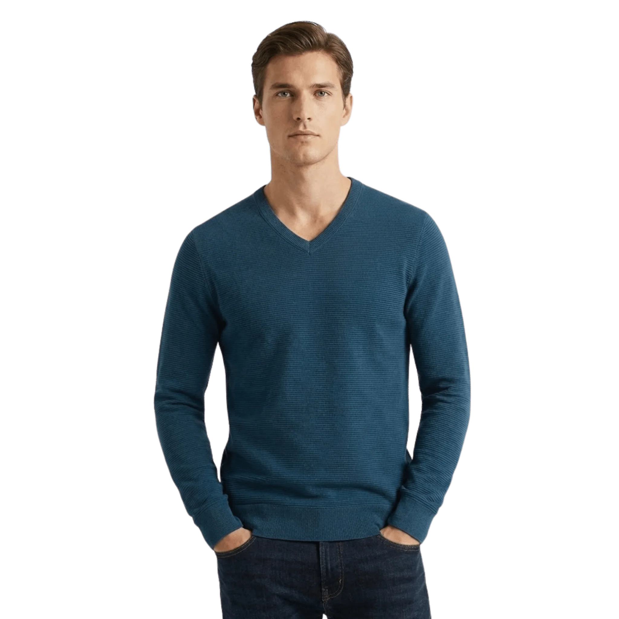 Fine Textured V-Neck Sweater - Image 2