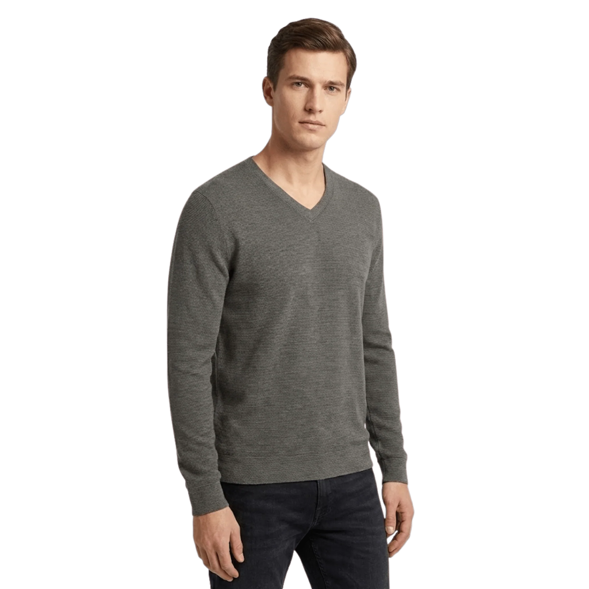 Fine Textured V-Neck Sweater - Image 3